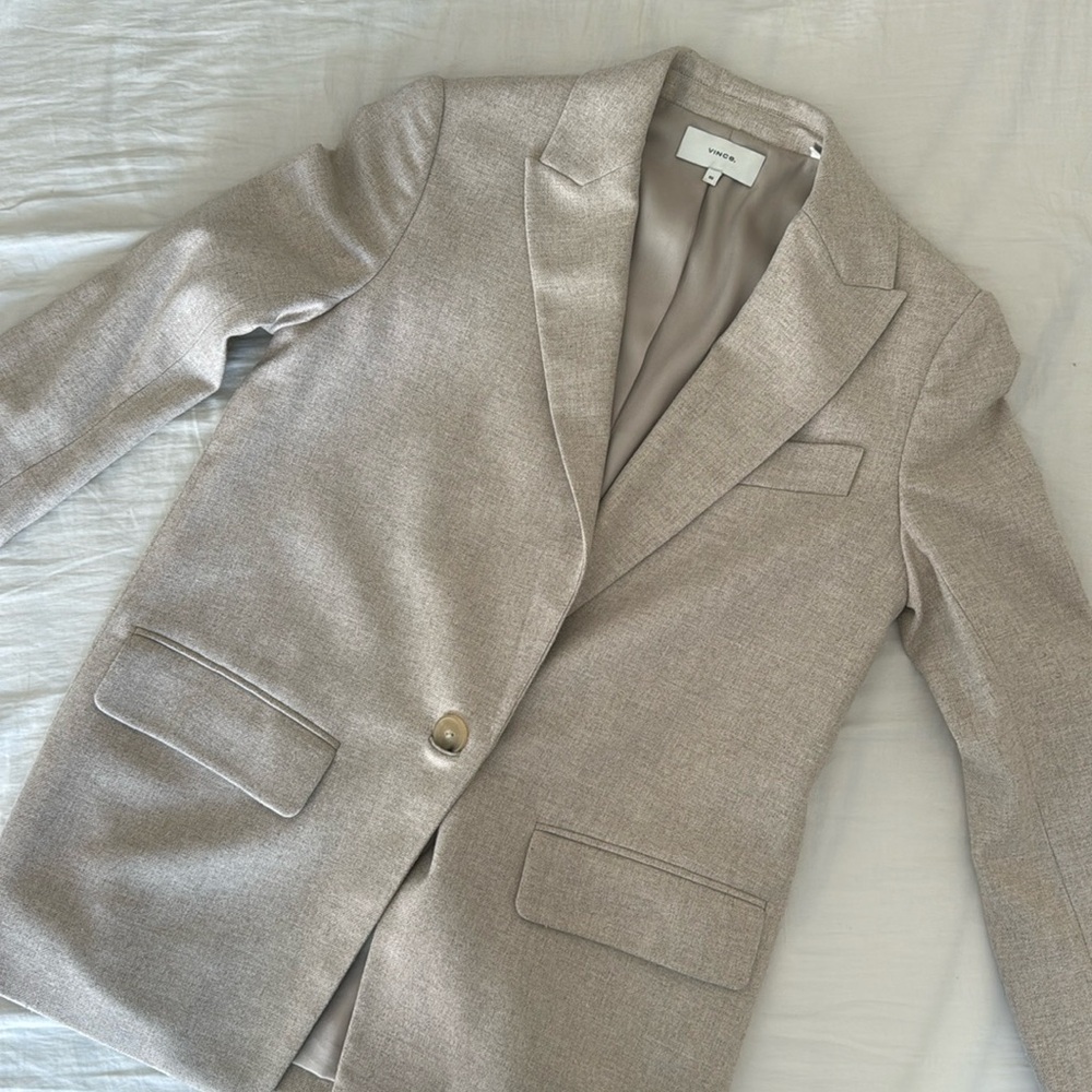 Vince Single Breasted Wool Blazer Heather Oatmeal size - 00